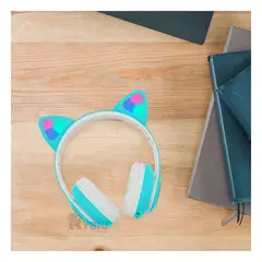 GENERICO - Audifonos con Diseño de Gato Color Verde Y+Papel de Regalo