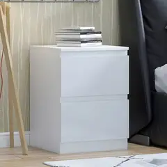 GENERICO - Velador Mesa de Noche Francine 2 Cajones Blanco Huk