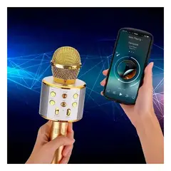 GENERICO - Microfono Practico Compacto Bluetooth en Tono Dorado