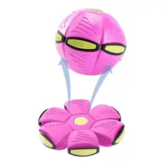GENERICO - PELOTA FLAT BALL CON LUCES ROSADA