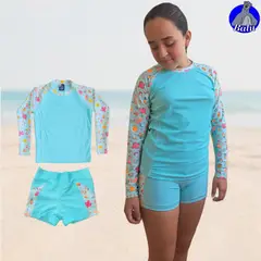 GENERICO - Conjunto de baño - polo manga larga y short de baño