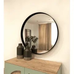 GENERICO - Espejo Redondo de Fierro Negro de 80x80CM