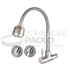 GENERICO - LLAVE DE COCINA FLEXIBLE SATINADO A PARED JZ304088D