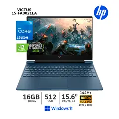 HP - Laptop Gamer Victus 15-fa0021la I5-12450H, RTX3050, 16GB RAM, 512GB SSD, 15.6 (A14LCLA) CSI