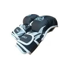 GENERICO - Guante Vale Todo Mma Lucha Kickboxing Negro Blanco Talla M