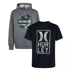 HURLEY - Set Polo y Sudadera con capucha para niños Negro/Gris