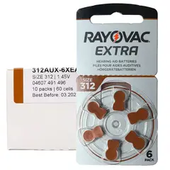 RAYOVAC - 5 Pack De 6 Pilas Para Audifonos Auditivos EXTRA A312
