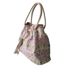 QARA - Bolso floreado en cuero genuino de alta calidad