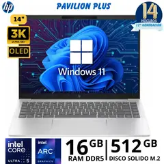 HP - Laptop Pavilion Plus 14-ew1000la Core Ultra I5 -125H, 14"3K, Ram 16Gb, SSD 512Gb, Windows 11