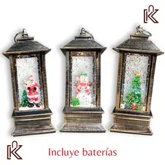 GENERICO - Set de 3 Faroles LED: Hombre de Nieve, Papá Noel y Árbol de navidad