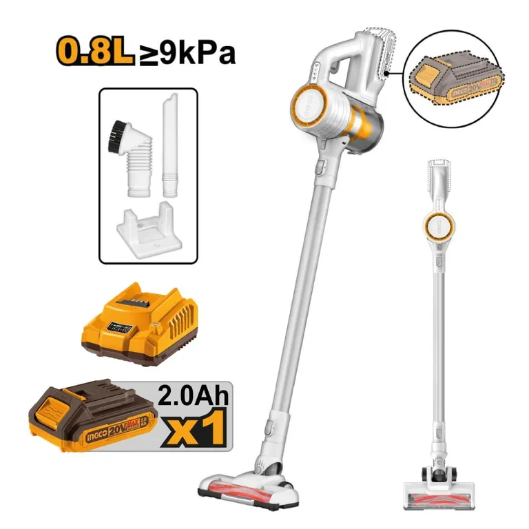 ASPIRADORA INALÁMBRICA INGCO 20V 1 BATERÍA 2.0AH CARGADOR CVLI20061