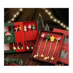 GENERICO - Set de Cucharitas y tenedores Navideños PREMIUN