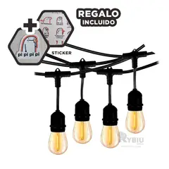 GENERICO - Iluminacion Decorativa de 20 Metros Negro Y+Regalo Stickers