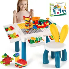 GENERICO - Mesa Lego Didáctica Bloques de Construcción Multifuncional 88 Piezas 3 en 1