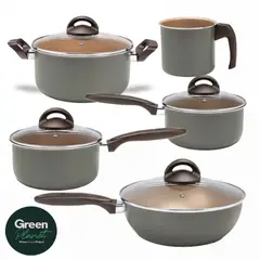 BRINOX - Juego de Ollas 9 Piezas Naturall Verde Greenplanet