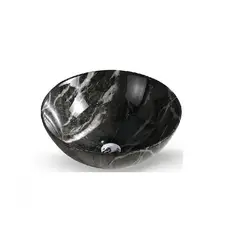 FRATELLI - BOWL OVALIN DE LOZA CRICULAR MARMOLEADO NEGRO A0057