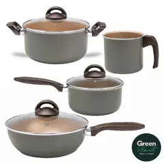 BRINOX - Juego de Ollas 7 Piezas Naturall Verde GreenPlanet