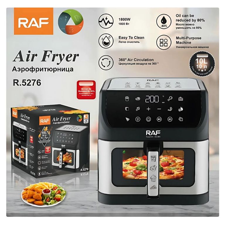 Freidora de aire RAF de 10L de capacidad 1800w Multifuncion