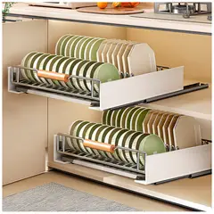 KELLER - Escurridor de Platos Extraíble 2en1 de Gabinete de AceroInoxidable L70