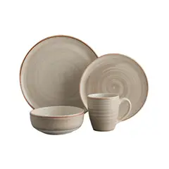 CORONA - Juego de Vajilla 16 Piezas Caoba Gris