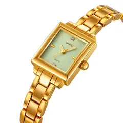 SKMEI - RELOJ 2315 DORADO FONDO VERDE CORREA ACERO PARA DAMA