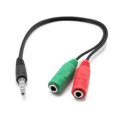 GENERICO - Cable Adaptador Jack 3.5mm a 2 jack 3.5mm Audífono Micrófono Audio PC