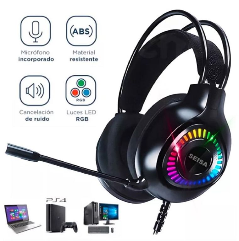 Audífonos Gamer con Luz LED RGB Micrófono para PC PS4 Laptop