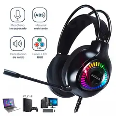 SEISA - Audífonos Gamer con Luz LED RGB Micrófono para PC PS4 Laptop