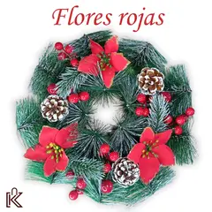 GENERICO - Corona de adviento de Flores rojas 30x30cm