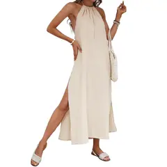 BLWOENS - Vestido casual de para mujeres - Beige
