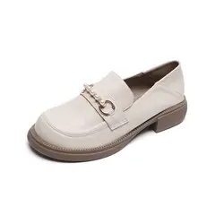 BLWOENS - Zapatos de cuero casuales para mujeres - Beige