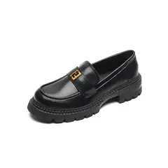 BLWOENS - Zapatos de cuero casuales para mujeres - Negro