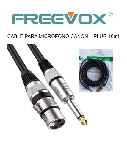 CABLE PARA MICROFONO 10M - XLR Hembra a Plug 635mm