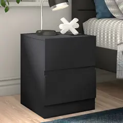GENERICO - Velador Mesa de Noche Francine 2 Cajones Negro Huk