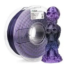 AMOLEN - Filamento Multicolor Gradiente PLA para impresora 3D Negro con Morado