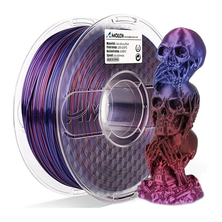 Filamento Multicolor Gradiente PLA para impresora 3D Azul Morado Rojo