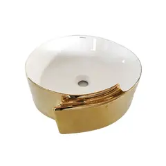 FRATELLI - BOWL OVALIN DE LOZA CIRCULAR BLANCO CON DORADO MATTE 442-WG