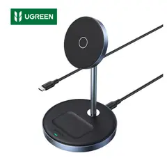 UGREEN - Cargador Inalambrico Magnetico Carga Rapida 2 EN 1 Estacion de Carga CD317