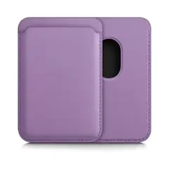 GENERICO - Tarjetero MagSafe de cuero con logo para iPhone iWallet Lila