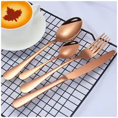 GENERICO - Set de Cubiertos acero inoxidable 304 Bronce 24 Piezas pulido espejo