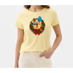 GENERICO - Polo Mujer diseño Corona Navidad - Nathalie Love It - Amarillo