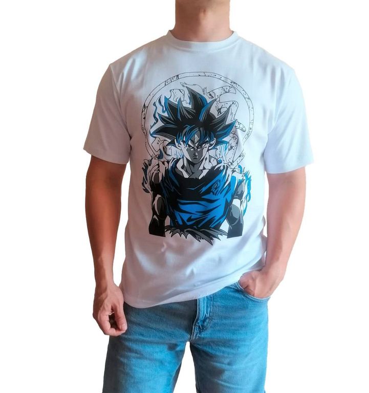 Polo Hombre manga corta diseño DBZ - Blanco