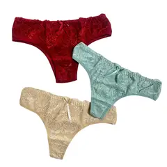 GENERICO - Pack 3 Semi Hilo De Algodón Con Encaje