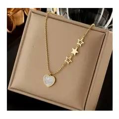 GENERICO - Collar y aretes corazon y estrellas