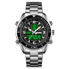 SKMEI - Reloj 1600 Plateado Correa Acero Digital Analogo