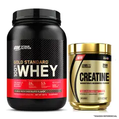 OPTIMUN NUTRITION - Proteína Gold Standard Whey 2 LB Chocolate + Creatina Level pro 500g