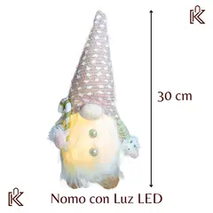 GENERICO - Nomo navideño con bastón y luz led 30x13cm