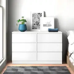 GENERICO - Cómoda Francine 6 Cajones Blanco 100 cm Huk