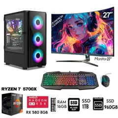 RYZEN - Computadora PC Gamer 7 5700X Ram32GB SSD-M2 1TB+SSD 960GB RX 580 8GB M27