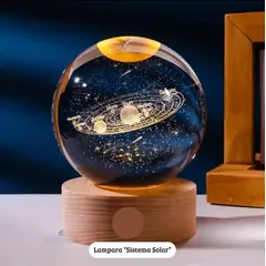 GENERICO - Lampara Bola de Cristal USB - Sistema Solar 8 cm